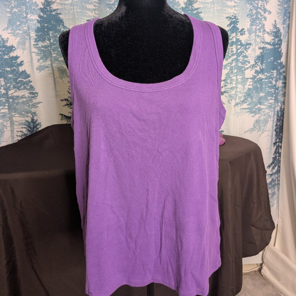 Terra & Sky Women’s Purple Ribbed Tank Top | Size 1X (16W–18W)
